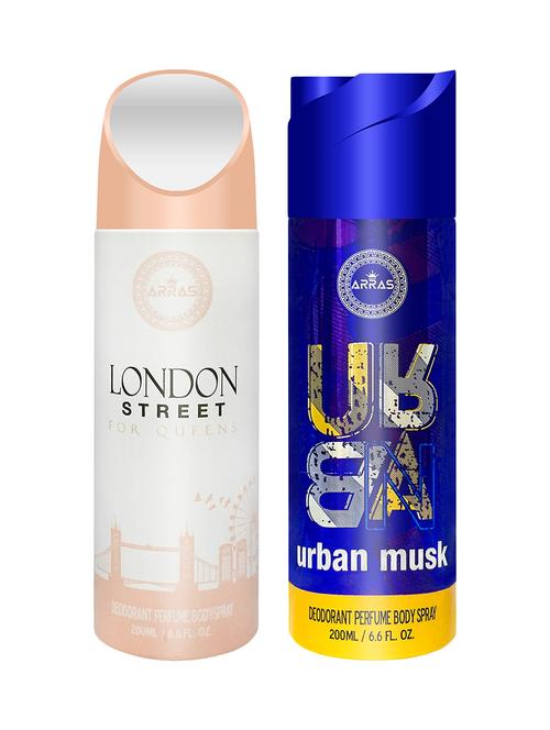 arras lodon street & urban musk deodorant body spray, 200ml pack of 2 - 18019981 - Very Small Image - 1