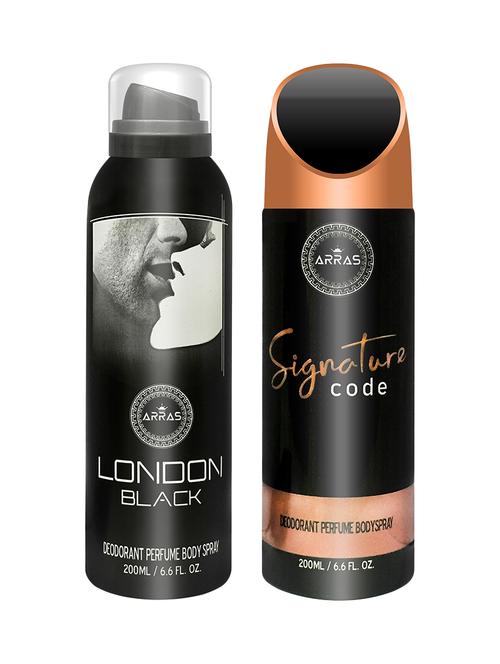 arras london black & signature code deodorant body spray, 200ml pack of 2 - 18019986 - Very Small Image - 1