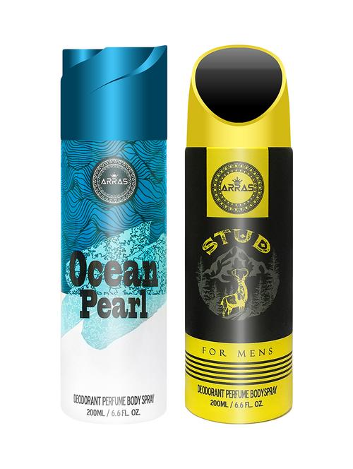 arras ocean pearl & stud deodorant body spray, 200ml pack of 2 - 18020014 - Very Small Image - 1