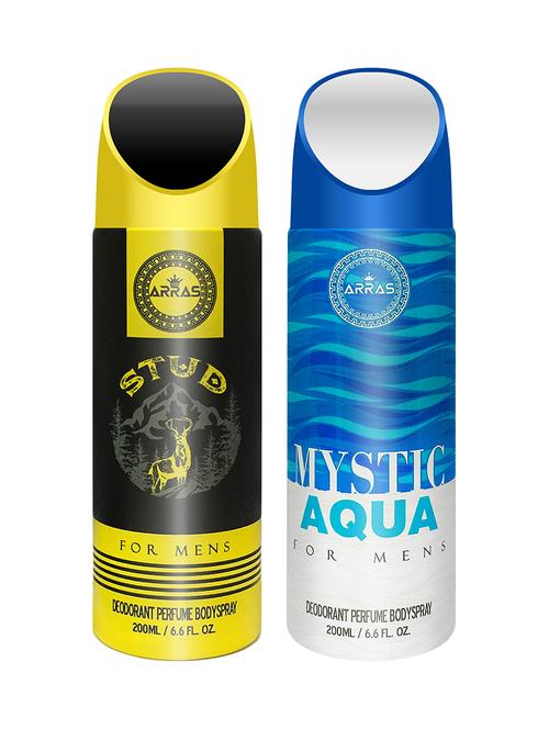 arras stud & mystic aqua deodorant body spray, 200ml pack of 2 - 18020022 - Very Small Image - 1