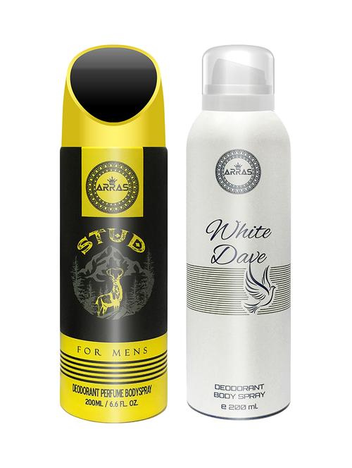 arras stud & white dave deodorant body spray, 200ml pack of 2 - 18020025 - Very Small Image - 1