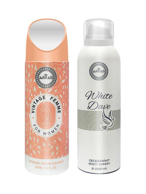 arras vintage femme & white dave deodorant body spray, 200ml pack of 2 - 18020027 - Very Small Image - 1