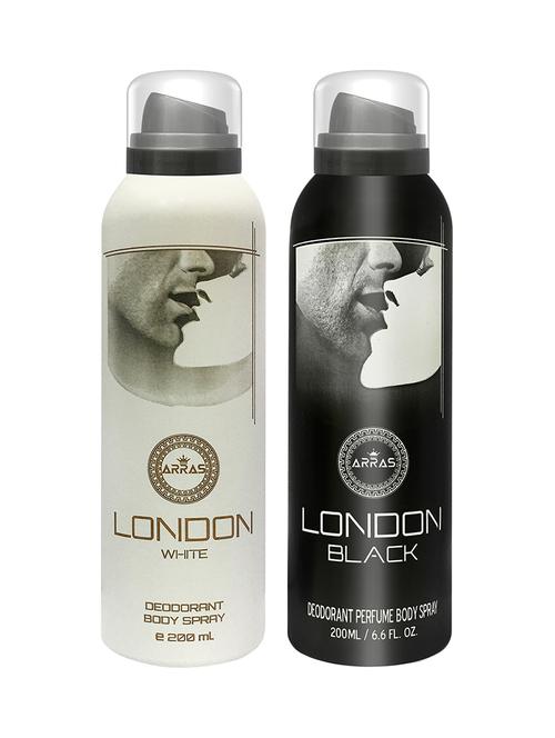 arras london white & black deodorant body spray, 200ml pack of 2 - 18020034 - Very Small Image - 1