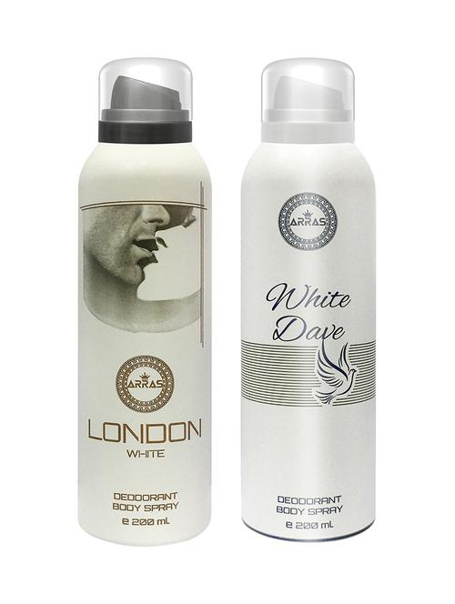 arras london white & white dave deodorant body spray, 200ml pack of 2 - 18020043 - Very Small Image - 1