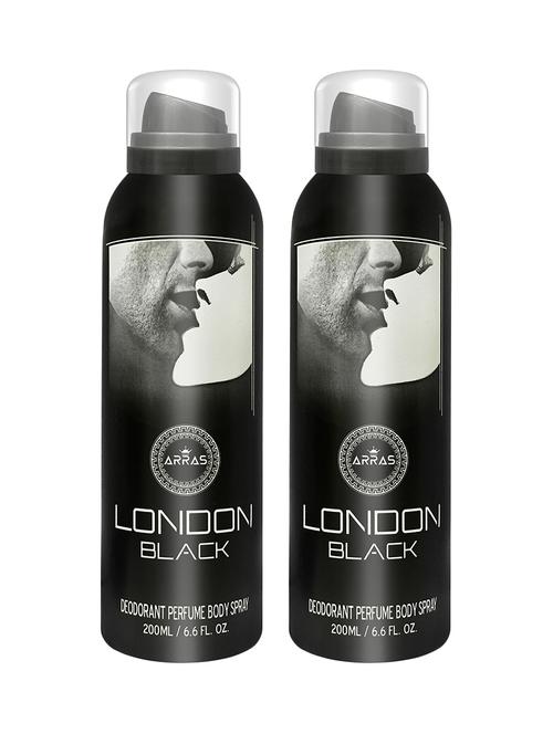 arras london black deodorant body spray, for men & women, 200ml pack of 2 - 18020047 - Very Small Image - 1
