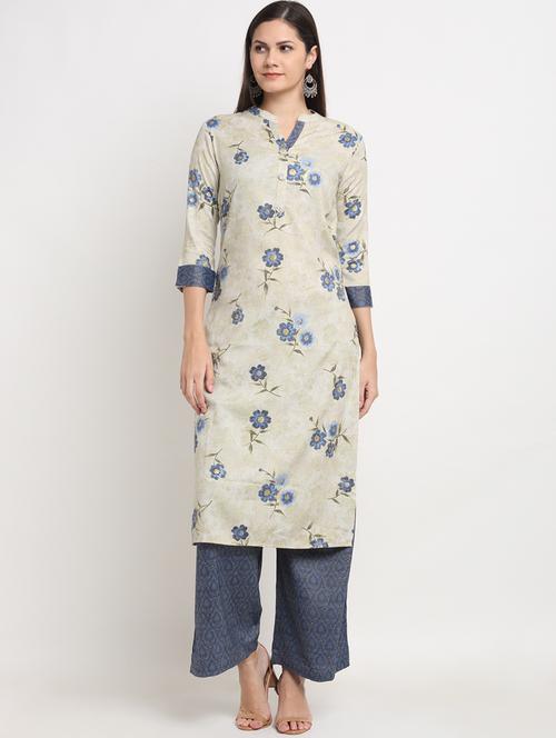 offwhite rayon kurta pant set - 18020147 - Very Small Image - 1