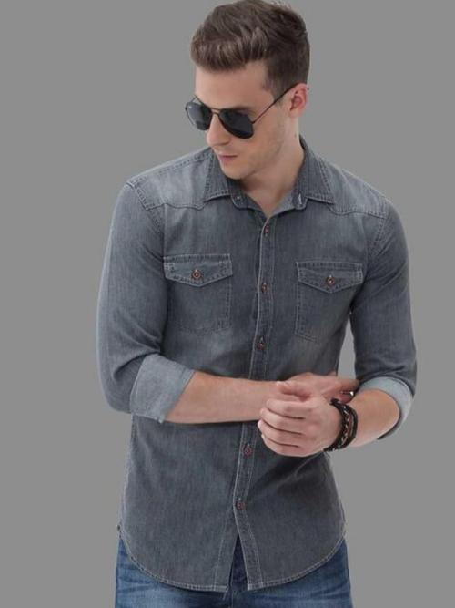 grey denim shirt - 18020344 - Very Small Image - 1