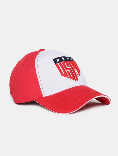 red color block cotton cap - 18020496 - Very Small Image - 1