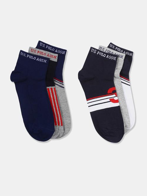 set of 3 multi colored cotton ankle length sock - 18020604 - Very Small Image - 1