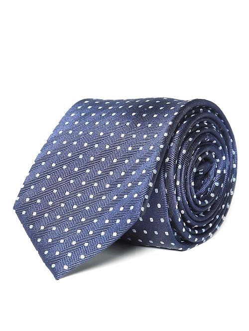 navy self textured tie - 18020611 - Very Small Image - 1