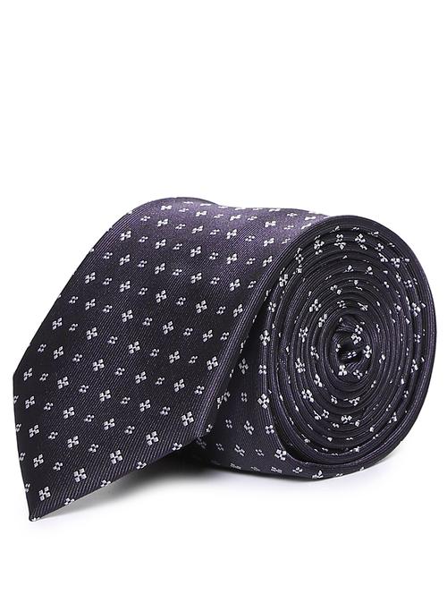 navy blue self textured tie - 18020627 - Very Small Image - 1
