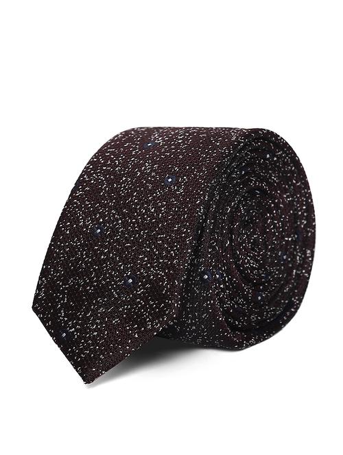 brown self textured tie - 18020641 - Very Small Image - 1