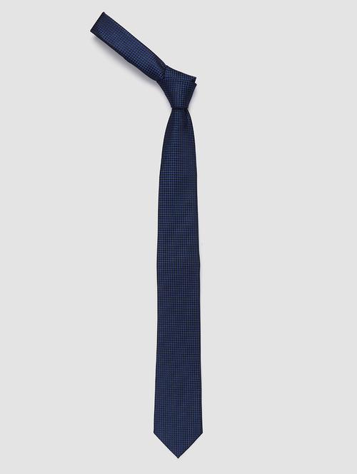 navy blue self textured tie - 18020666 - Very Small Image - 1