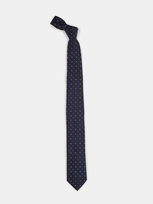 navy self textured tie - 18020675 - Very Small Image - 1
