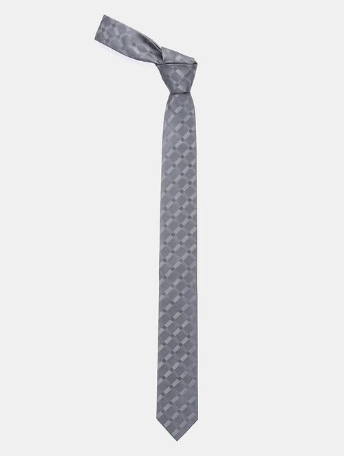 grey self textured tie - 18020685 - Very Small Image - 1