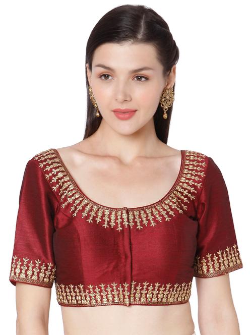 red raw silk embroidered blouse - 18020775 - Very Small Image - 1