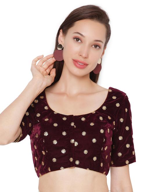 red velvet embroidered blouse - 18020794 - Very Small Image - 1