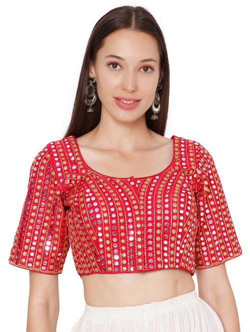 pink raw silk embroidered blouse - 18020811 - Very Small Image - 1