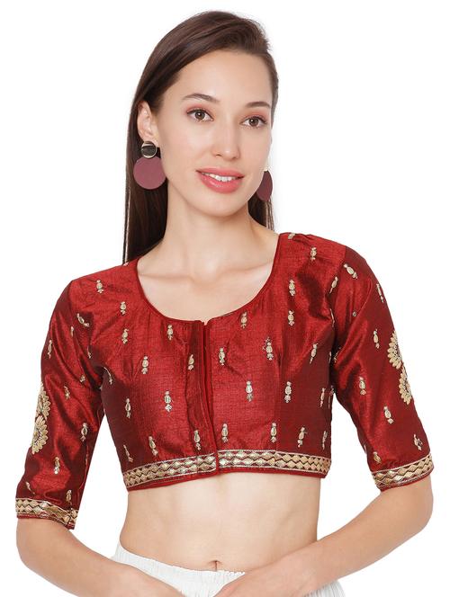 red cotton blend embroidered blouse - 18020836 - Very Small Image - 1