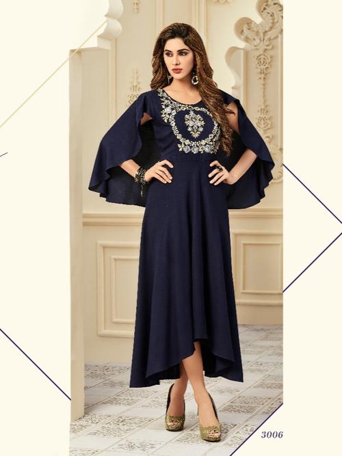 heavy quality party gown rayon fabric - 18020842 - Very Small Image - 1