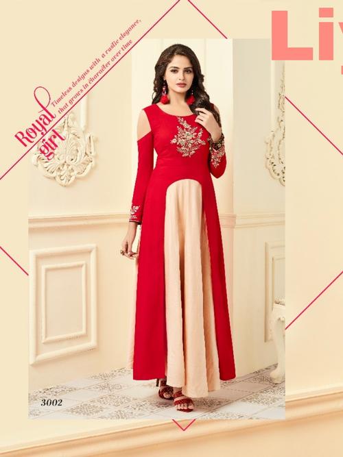heavy emberoidery work gown party wear - 18020862 - Very Small Image - 1