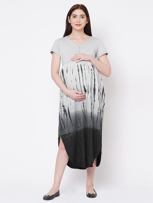 v-neck tie & dye maternity wear dress - 18020898 - Very Small Image - 1
