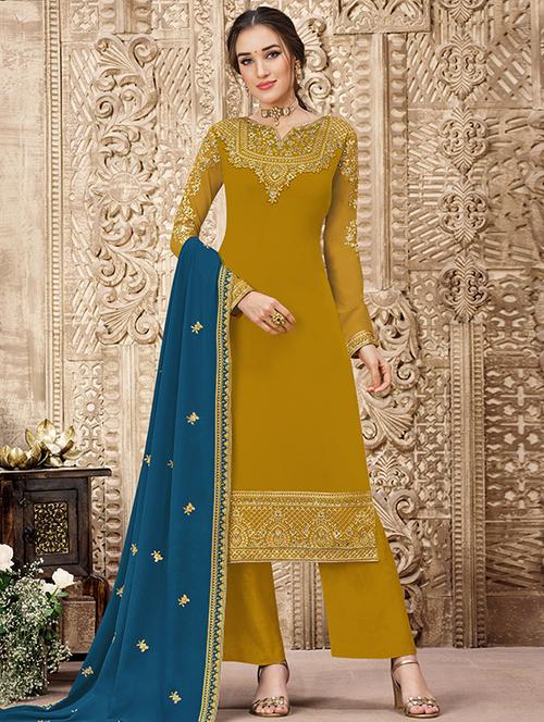 embroidered unstitched suit set - 18020953 - Very Small Image - 1