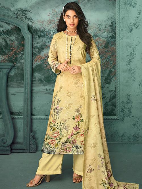 printed unstitched suit set - 18020964 - Very Small Image - 1