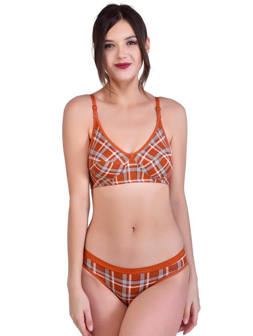 orange checkered bra and panty set - 18021040 - Very Small Image - 1