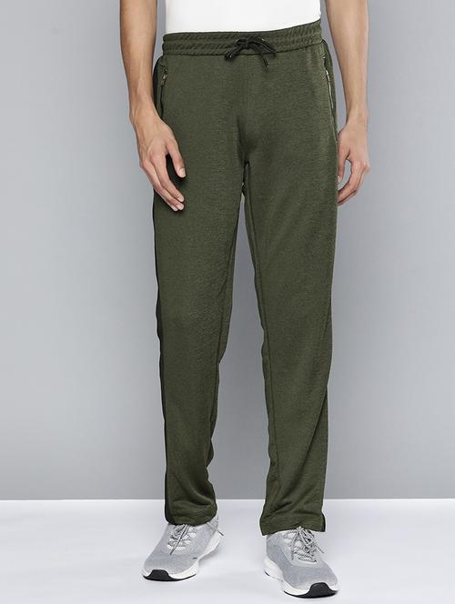 olive green side taped full length track pant - 18021126 - Very Small Image - 1