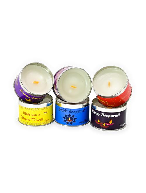 aromatic fable fragrance soy wax scented decorative diwali gifting set of 6 candles - 18021227 - Very Small Image - 1
