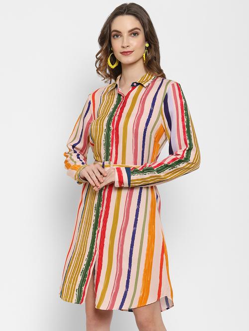 long sleeved striped shirt dress - 18021336 - Very Small Image - 1