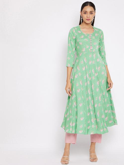 floral flared kurta - 18021456 - Very Small Image - 1