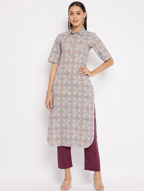 printed straight kurta - 18021459 - Very Small Image - 1