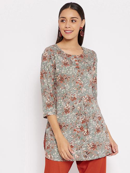 grey rayon straight kurti - 18021463 - Very Small Image - 1
