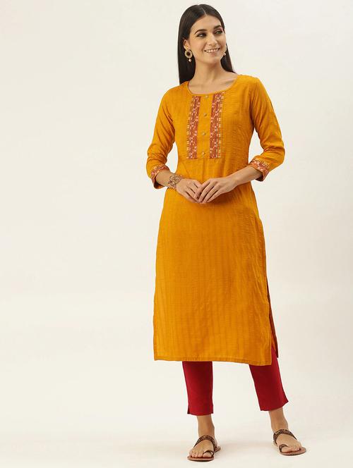 embroidered straight kurta - 18021707 - Very Small Image - 1