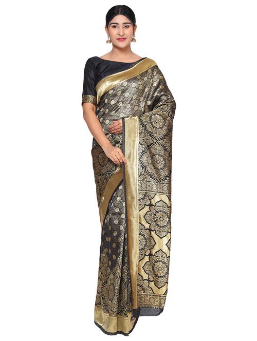 jacquard work kanjivaram saree with blouse - 18021993 - Very Small Image - 1