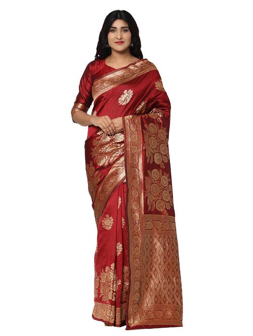 jacquard work kanjivaram saree with blouse - 18021999 - Very Small Image - 1