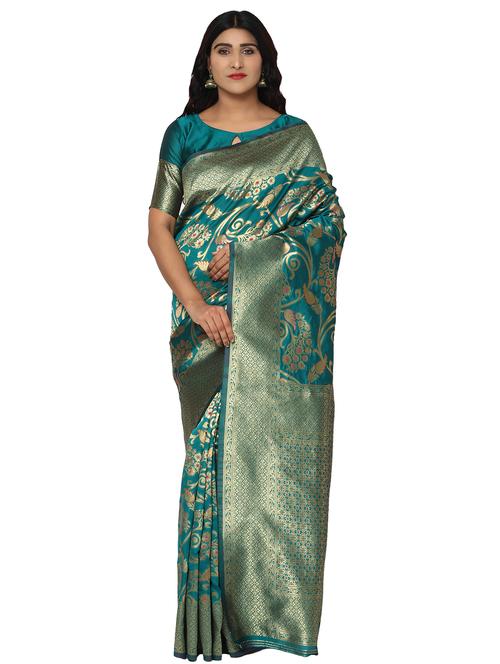 jacquard work kanjivaram saree with blouse - 18022016 - Very Small Image - 1