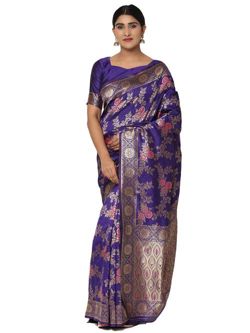 jacquard work kanjivaram saree with blouse - 18022033 - Very Small Image - 1