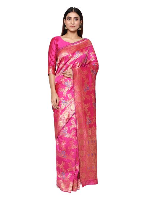 jacquard work kanjivaram saree with blouse - 18022034 - Very Small Image - 1