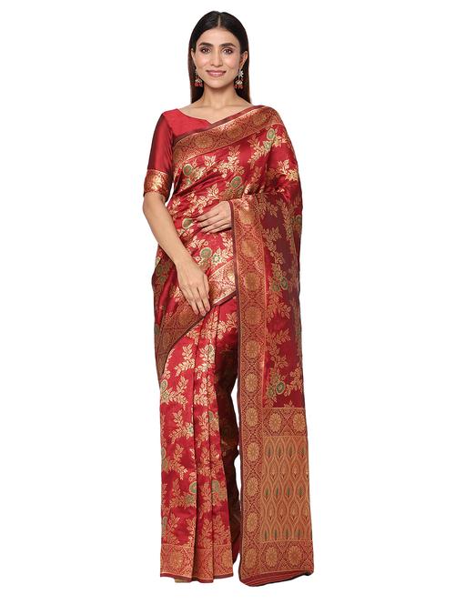 jacquard work kanjivaram saree with blouse - 18022036 - Very Small Image - 1