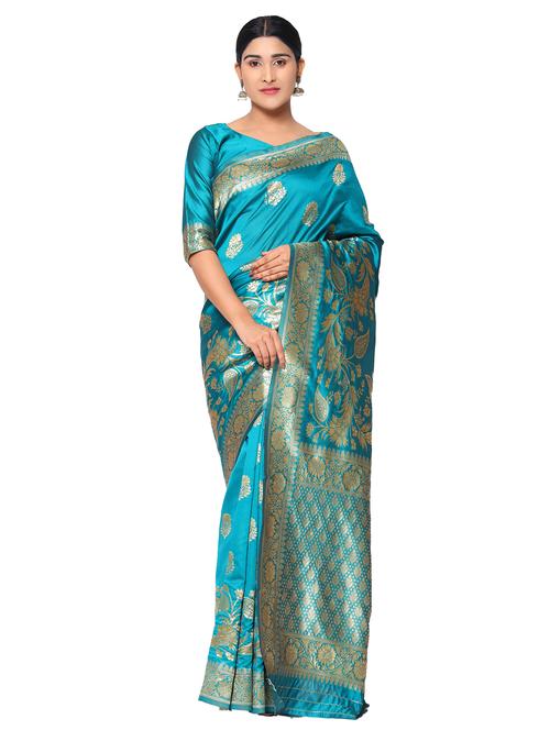 jacquard work kanjivaram saree with blouse - 18022040 - Very Small Image - 1