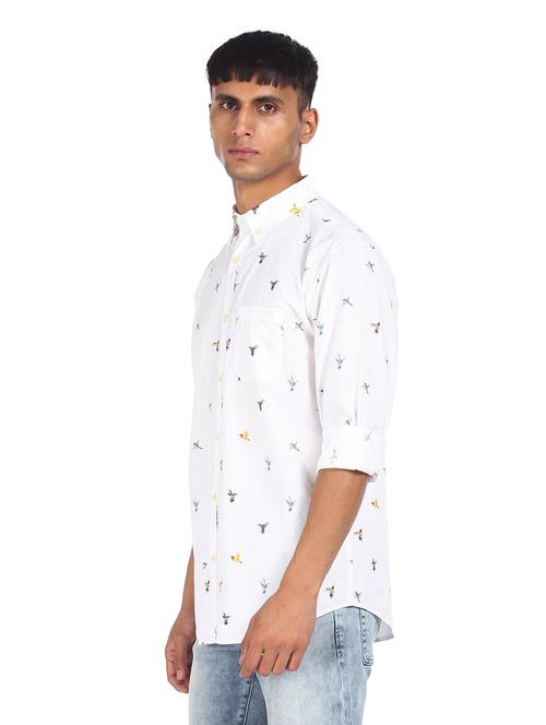 white printed casual shirt - 18022206 - Very Small Image - 1
