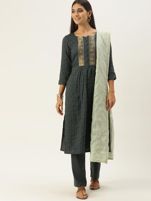 self design unstitched suit set - 18022475 - Very Small Image - 1