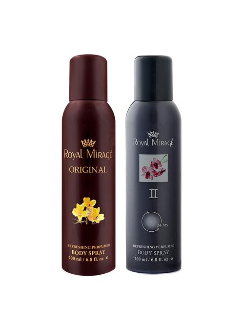 royal mirage original & ii deodorant body spray, 200ml each, pack of 2 - 18022493 - Very Small Image - 1