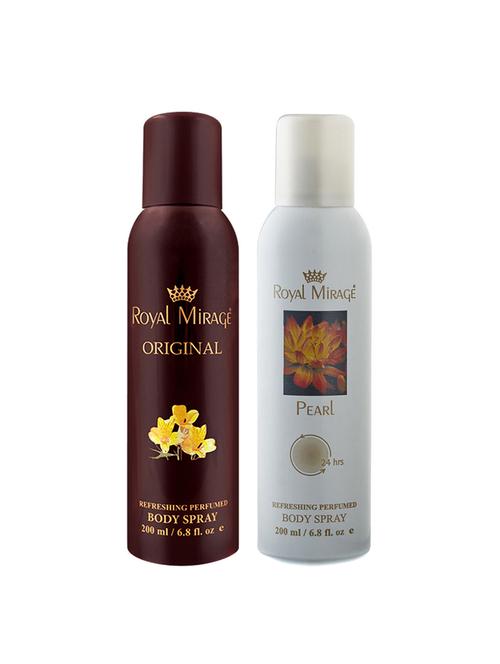 royal mirage original & pearl deodorant body spray, 200ml each, pack of 2 - 18022495 - Very Small Image - 1