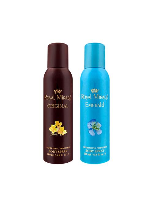 royal mirage original & emerald deodorant body spray, 200ml each, pack of 2 - 18022496 - Very Small Image - 1
