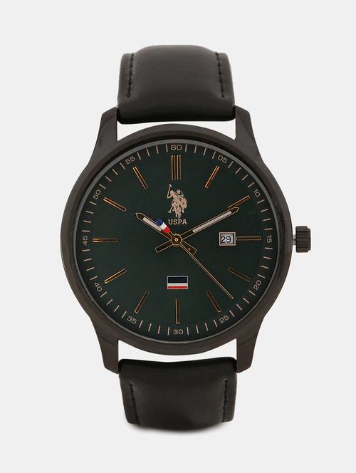 men green and black leather strap analog watch - 18022788 - Very Small Image - 1