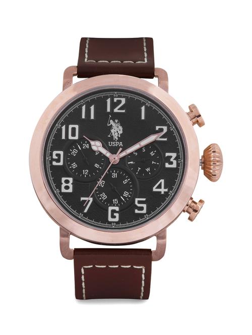 leather strap chronograph watch - 18022818 - Very Small Image - 1